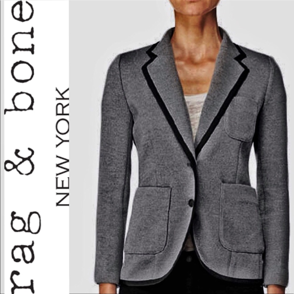 Rag & Bone The Bromley Fitted Stretch Grey Blazer - Picture 1 of 8